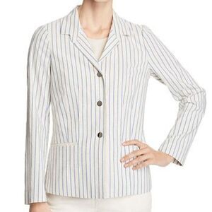 Lafayette 148 New York Jasmine Womens Striped Office Three-Button Blazer 4